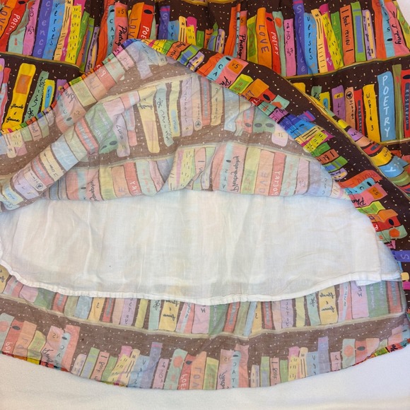 ModCloth Bookshelf Print A-line Skirt Womens 2X Retro Pockets Multicolor - Picture 4 of 10